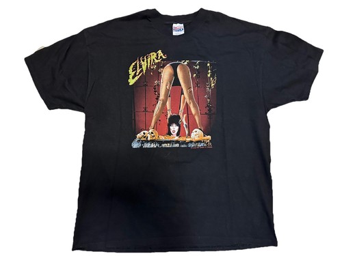 vtg 90s ELVIRA MISTRESS DARK HORROR MOVIE HEADLESS SKULL QUEEN B '97 t-shirt XXL