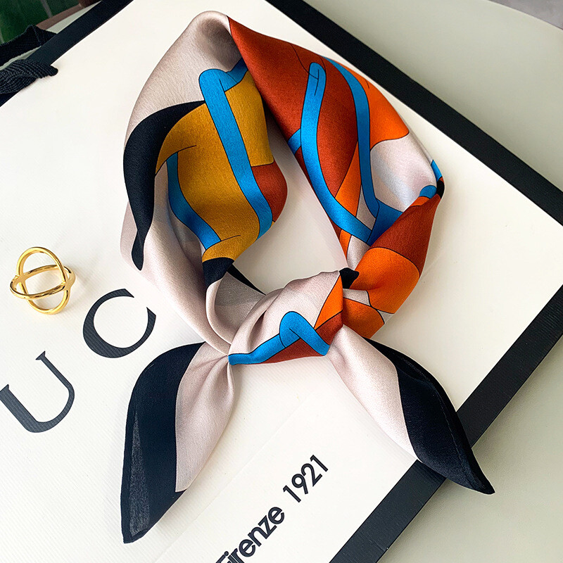 100% Mulberry Silk Scarf Bandanna Horse Head Print Office Necktie Hairband 53cm