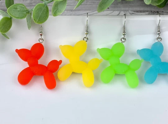 Brincos pendurados balão animal/brincos pendurados balão cachorro/brincos coloridos/ peculiar - Imagem 3 de 4