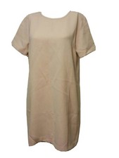Forever 21 Women's NEW MEDIUM Pink Short Sleeve 1/2 Zip Shirt Dress blush(#a1