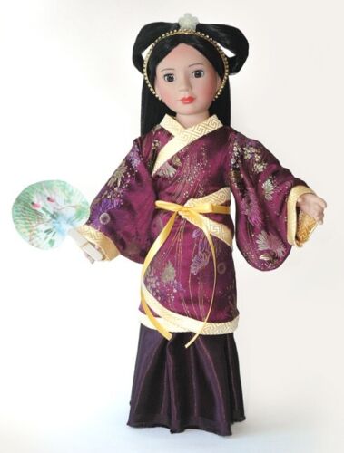 Vestido chino y patrón con estampado de kimono japonés para niña americana de 18" y muñecas delgadas - Imagen 3 de 3