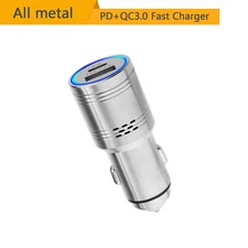 7PETAL Dual Ports  Type-C PD 3.0 & USB QC 3.0 Quick Car Charger with CO Detector