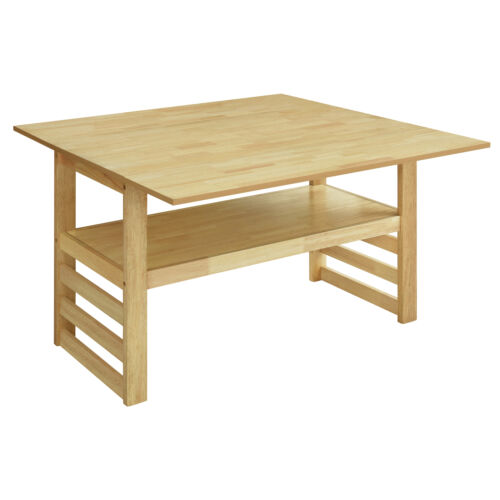 5Pieces 47.2"Extendable Square Dining Table Set Two Drop Leaves 4 Chairs Natural - Picture 7 of 20