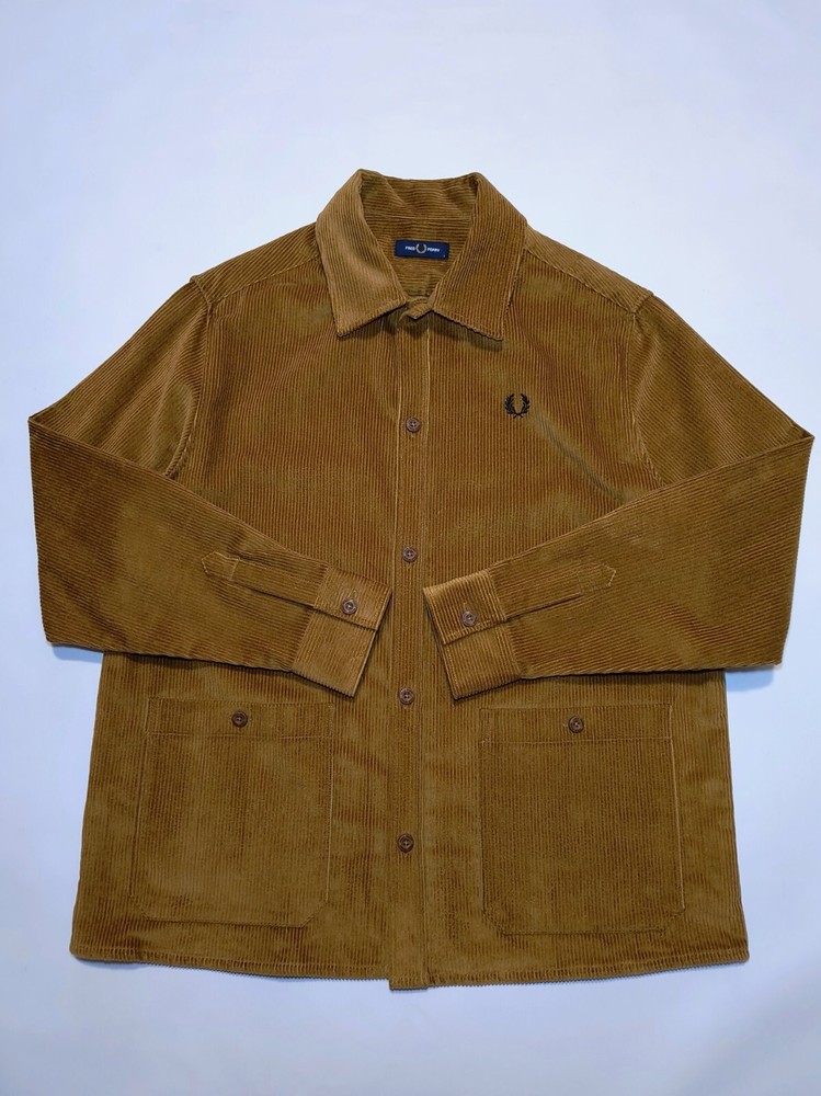 Fred Perry Men's Brown Corduroy Overshirt Jacket Size L-XL