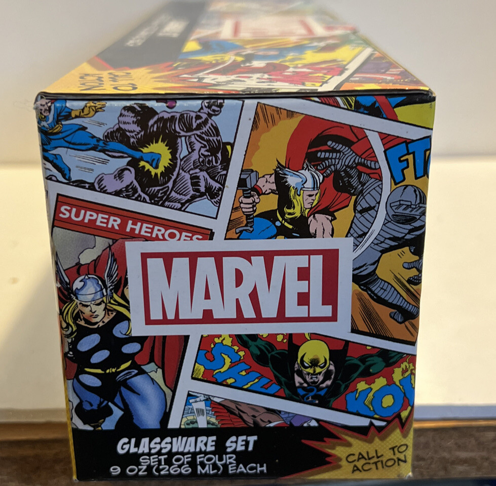 Marvel Call to Action Glassware Set Hulk Spider-Man Iron Man Captain ...
