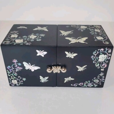 Korean Mother of Pearl Butterfly Jewelry Box 