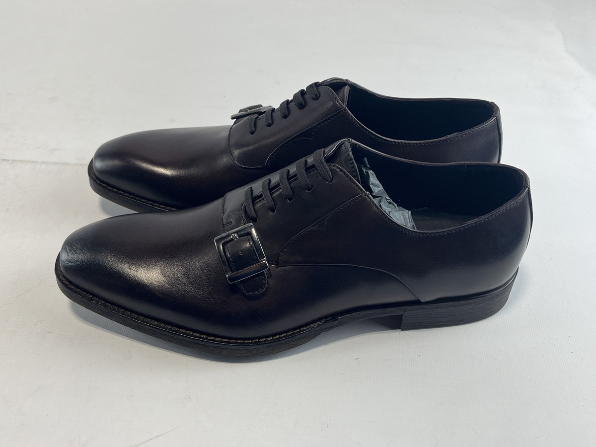 Vintage Bacco Bucci Men Oxford Shoes Dark Black Leather / Fabric 43 US 9.5 Italy Mens Bacco Bucci Dark Brown Genuine Leather Baku Dress Shoes  main image 3
