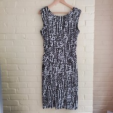 Nine West Black And White Sleeveless Dress With Gathered Waist Sz 14