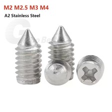 Phillips Cone Point Grub Screws Set Screw Small M2 M2.5 M3 M4 A2 Stainless Steel