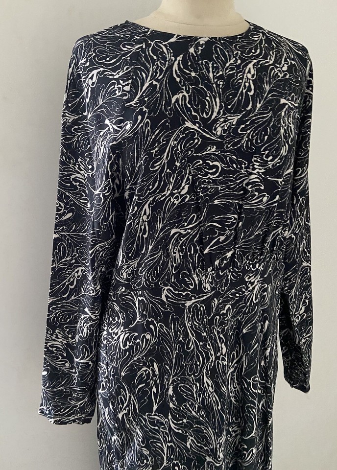 ARKET Printed Asymmetrical Dress Full Length Bias Cut Size M (42) Long