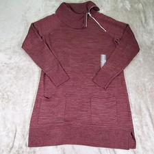 eight eight eight Womens Sweater Dress Dark Red Striped Zipper Collar Size M NWT
