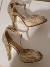CHASE & CHLOE Women's lace tan Heels pump Size 5.5 Rhinestone Encrusted — photo 7