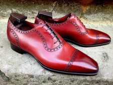 New Handmade Men's Bargandy Leather Oxford shoes, For Party Weeding formal shoes