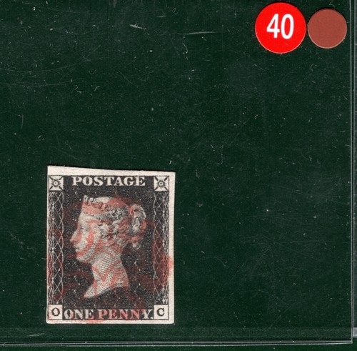 PENNY BLACK 1840 QV GB SG2 1d Plate 6 (OC) State 1 Used *RUBY* MX Cat £800 RBR40 - Picture 3 of 6