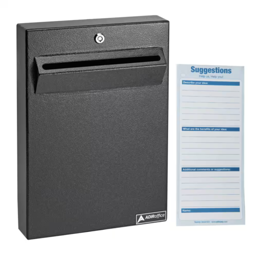 Large Wall Mounted Weatherproof Steel Drop Box Mailbox, Black - Picture 8 of 11