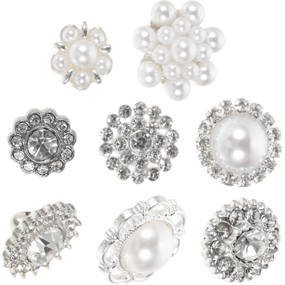 8Pcs Star Buttons Assorted Size Rhinestone for Jackets Boutonniere Pins Miss