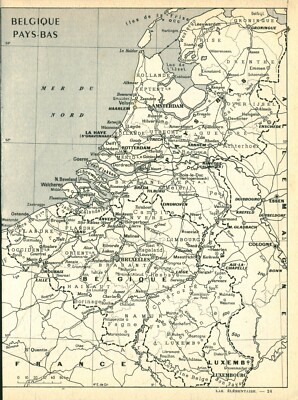 Dokument altes Brett Karte Belgien aus Buch 1967