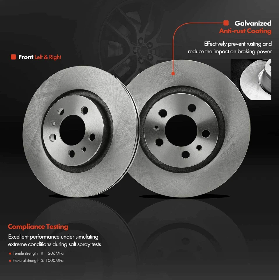 2pcs Front Left & Right Disc Brake Rotors for Volkswagen Jetta Golf City Beetle - Изображение 2 из 4