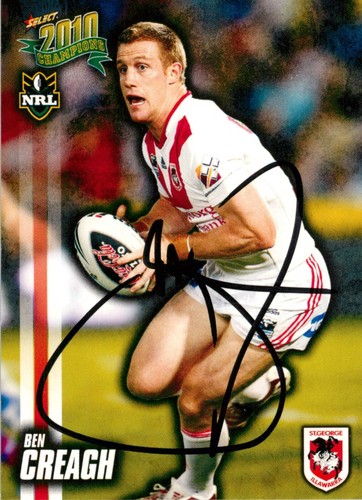 Signed 2010 St George Illawarra Dragons NRL Premiers Select Card - Ben Creagh - Picture 1 of 3