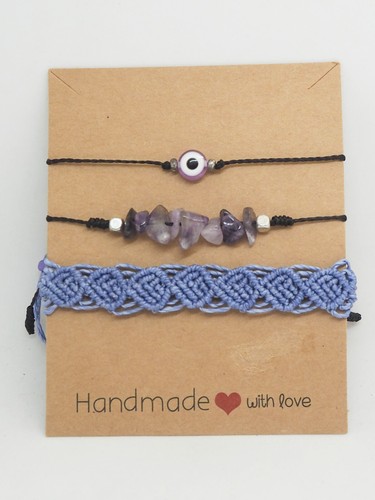 Set Bracelet IN Purple With Amethyst And Macrame Ideal for Match - Picture 3 of 3
