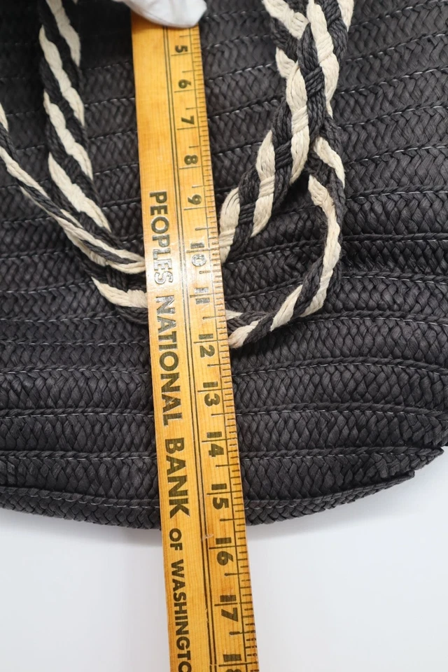 Rachel Zoe для коробки стиля черный и бежевый сплетенный соломы сумка с короткими ручками с плетеной рукой - Изображение 3 из 4