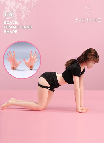 1/6 Painted Normal Hands Accessories Set 4 Pairs Fit 12" Woman Figure Body Toys - Picture 5 of 16