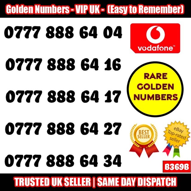 Golden Numbers VIP UK SIM - Easy to Remember & Memorize Numbers LOT - B369B Golden Numbers VIP UK SIM - Easy to Remember & Memorize Numbers LOT - B369B