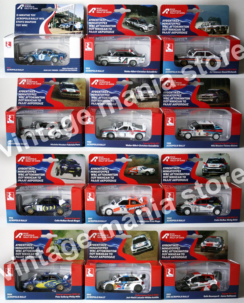 12x EKO ACROPOLIS RALLY OF GODS 1:43 Die Cast set 1973-2021 WRC