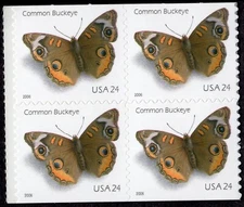 Scott #4001b Common Buckeye Booklet Block of 4 Stamps - MNH