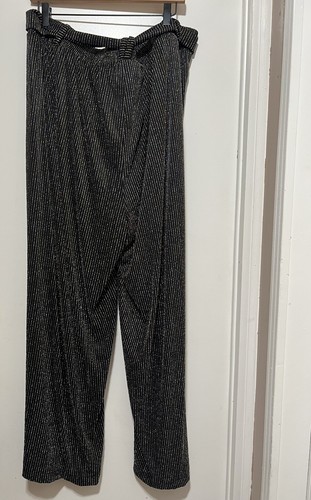 Torrid Black Lurex Self-Tie Wide Leg Pants Metallic Glitter Striped Size 2X NWT - Picture 9 of 12