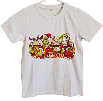 Christmas Grinch Theme Youth's T-Shirt Crew Neck (Size S)