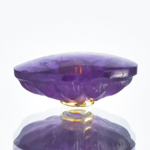 1.89 g Carved Lotus Purple Amethyst Cabochon & Rhodolite Gemstone Inlay 16x13mm - Picture 10 of 10