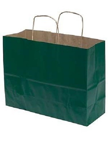 Bolsas de compras de papel 100 Hunter Green 16" x 6" x 12 1/2" mercancía al por menor grande - Imagen 3 de 3