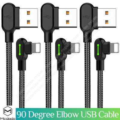 MCDODO 90 Degree Angle Fast USB Cable Heavy Duty Charging Syn Charger For iPhone