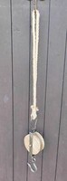 Flaschenzug - Haken Eisen Holz Massiv Seil Sehr Stabil 80 Cm Natur - Inkl. Vk.