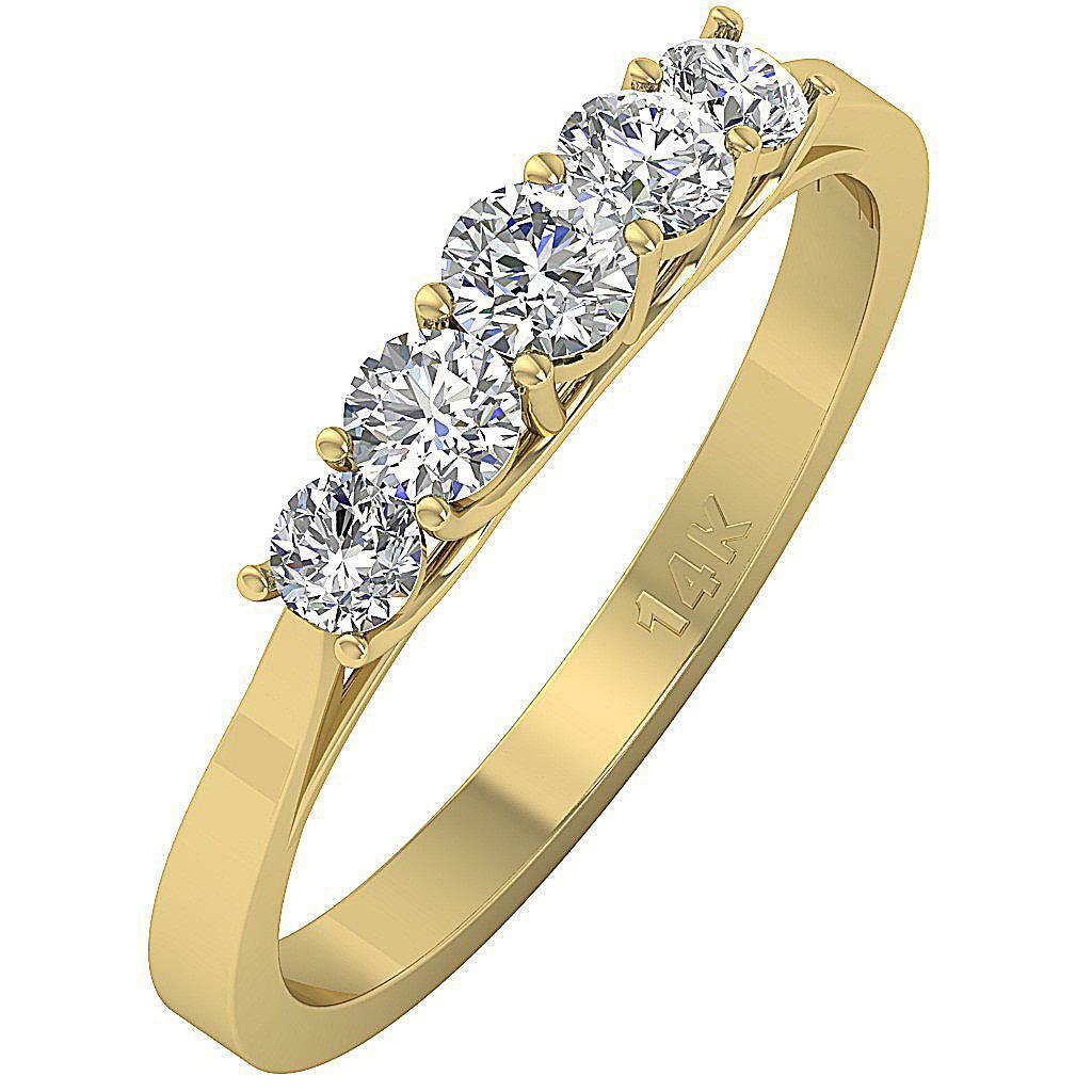 Five Stone Anniversary Ring SI1 G 0.60 Ct Natural Diamond 14K