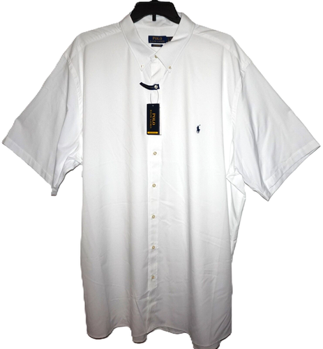 Polo Ralph Lauren Performance Herren Kurzarm Hemd TALL 3XLT Stretch Weiß