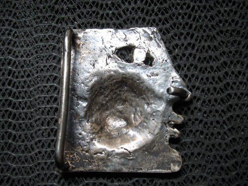 STERLING SILVER ABSTRACT BRUTALIST FACE HIPPIE BELT BUCKLE! VINTAGE! EB! 38g! - Picture 2 of 11
