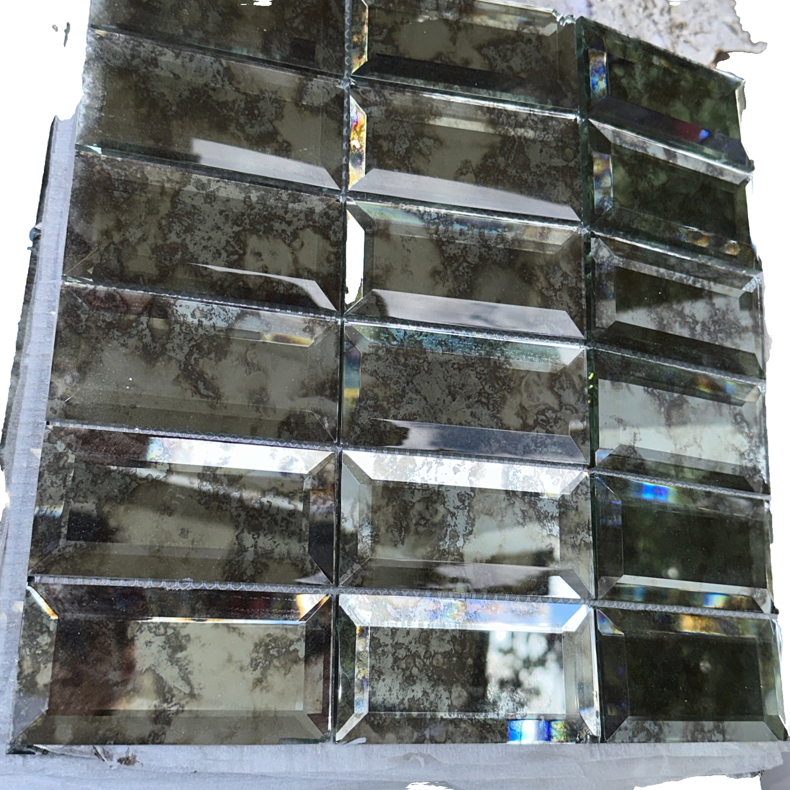 Clear Glass Reflective Glass Mosaic Kitchen Backsplash 12x12” Tile 5 Pc AS3262 - Picture 2 of 3