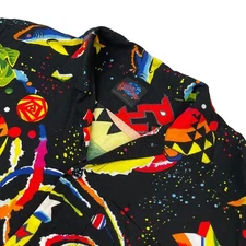 VTG Planet Hollywood x Jams World Men's 100% Rayon Button Shirt Black • Medium
