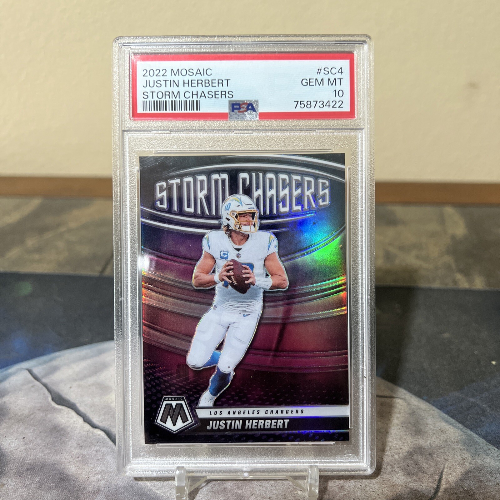 2022 Panini Mosaic Justin Herbert Storm Chasers Case Hit PSA 10 Gem Mint