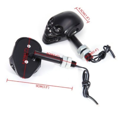 2er-Pack Skull LED-Blinker Im Harley-Stil Für Motorräder - Chrom