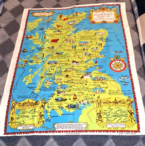 ANTIQUE TAPISTRY *MAP OF SCOTLAND-MADE IN BRITAIN*UNUSED & EXCELLENT CONDITION