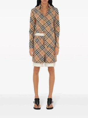 Burberry Tan Plaid Women's Shirt Size 4 US Authentic NWT 100% cotton  