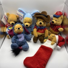 Disney Store Winnie the Pooh Mini Bean Bag Plush  Lot of 5  Christmas Stocking