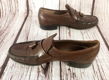 Vintage Made in USA Hand Sewn Leather Loafers 10 EEE Mens Brown Low Dress Oxford