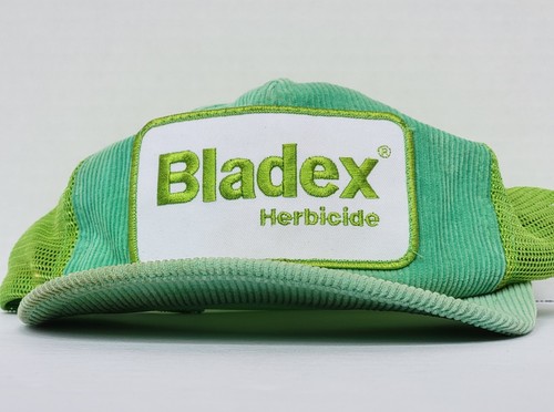 Vintage Bladex Herbicide Patch Green Corduroy Meshback Snapback Hat Made In USA - Picture 18 of 19