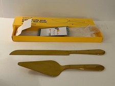 EISINLY Cake Knife and Server Set in Box Stainless Steel Gold Tone Party Dessert