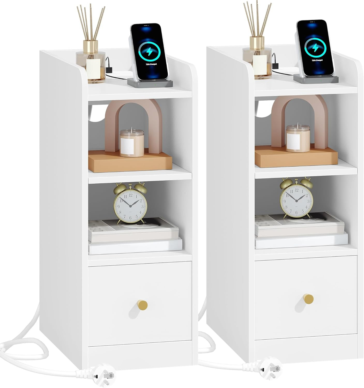 Offerta Set 2 Comodini con Prese USB e C | Tavolini Economici e Robusti