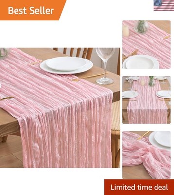 Cheesecloth Table Runner Spring Easter 120 Inches Blushing Pink Boho Gauze Ch...
